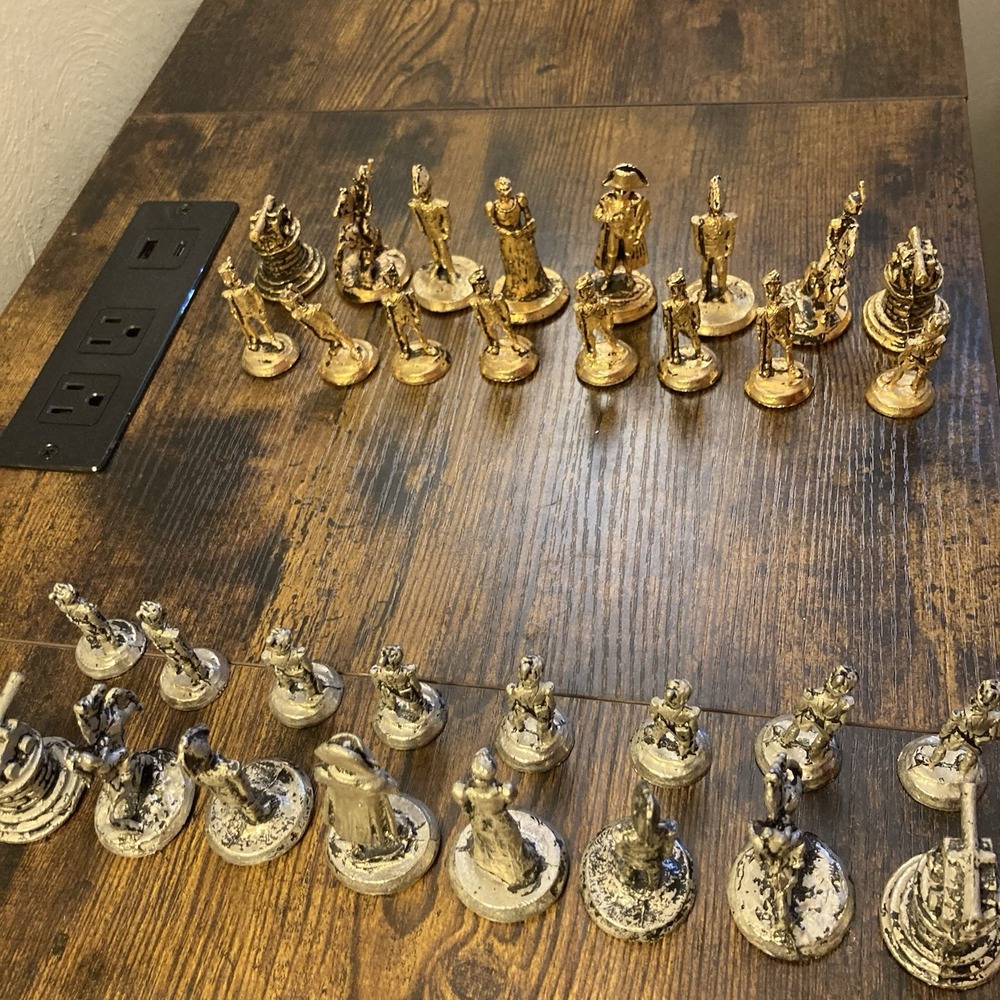 Masters Jack Scruby Napoleon Chess Set 24KT Gold Nickel Silver Plate See Details